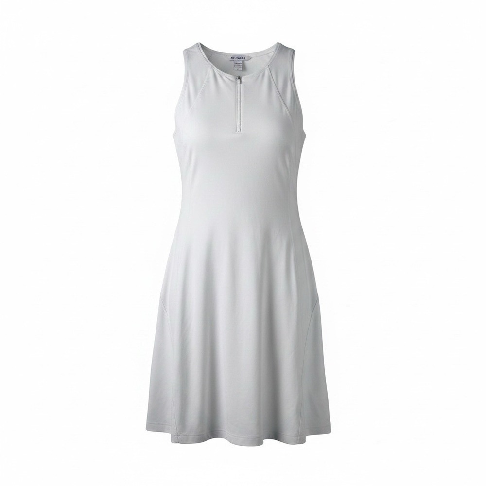 Athleta Sleeveless Ace Tennis Dress White Quarter Zip Size L  Pickleball Preppy